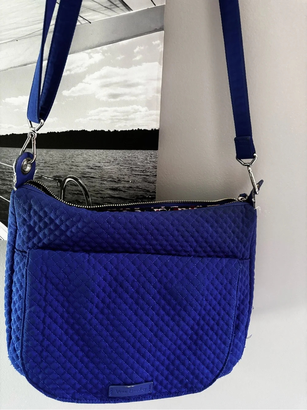Vera Bradley Carson Mini Hobo Crossbody Bag in Gage Blue Quilted Microfiber